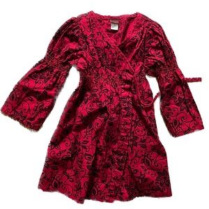 Floral scroll bell sleeve Tea wrap dress
